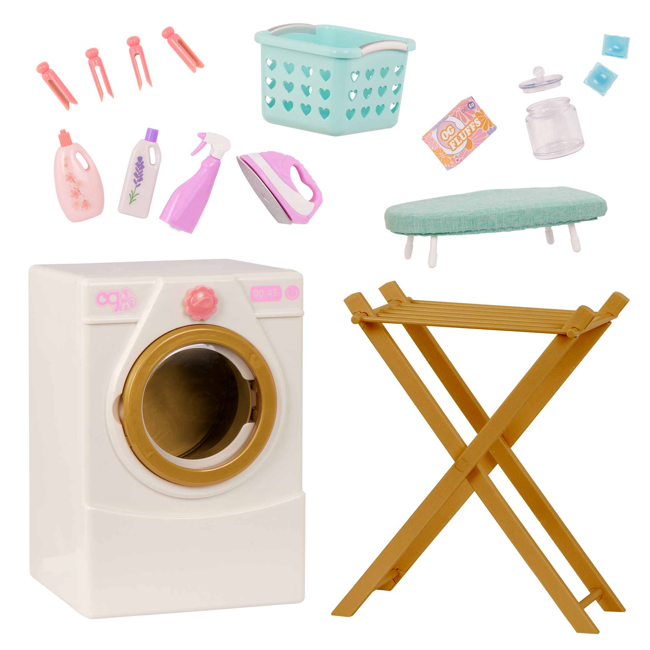 GARVALON Mini Machine à Laver Pour Poupée – Jouet Métal 1:12 – Lave-Linge Réchargeable Avec Porte Rotative – Rose/Bleu