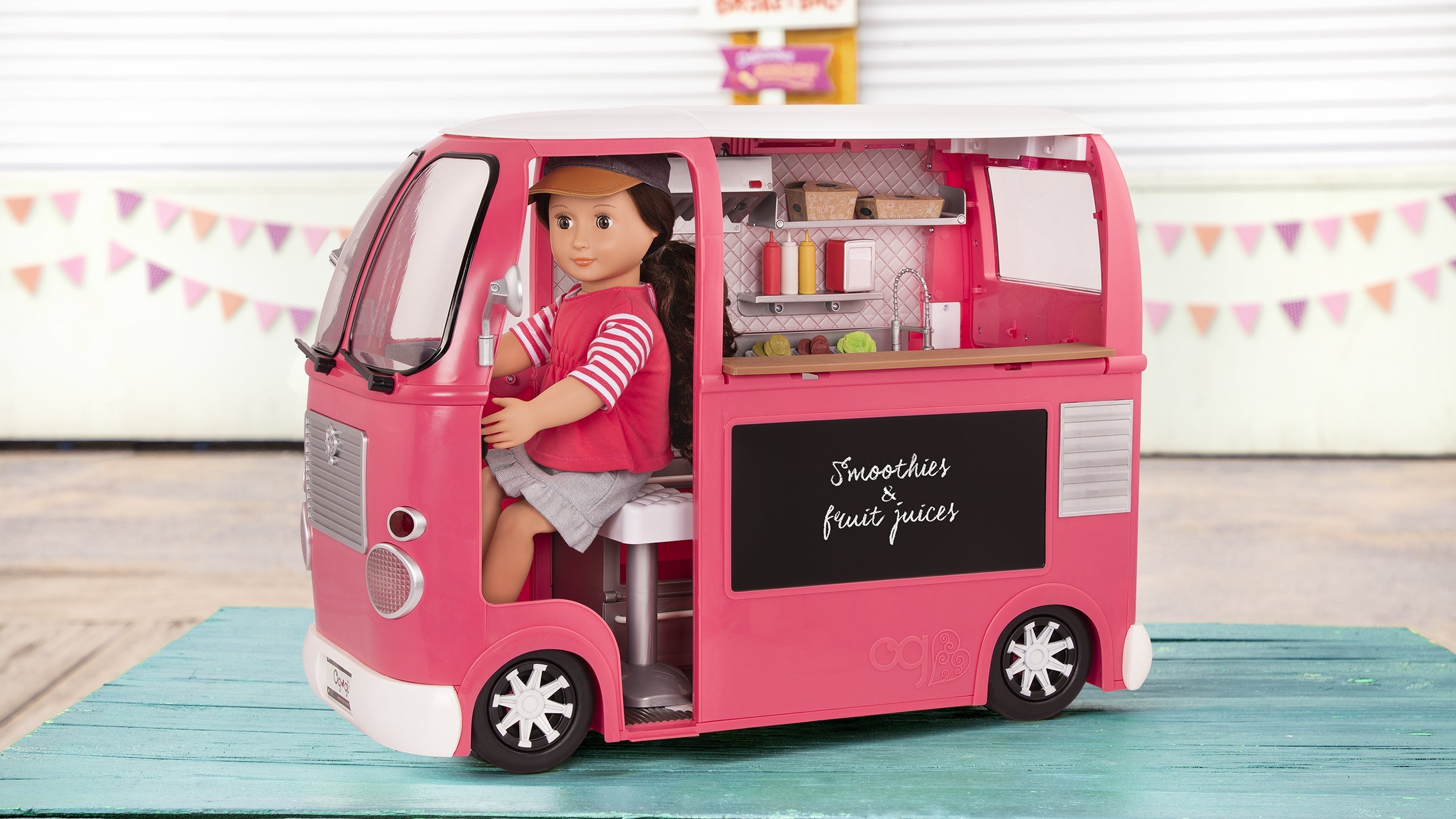 Doll in a pink Food Truck Playset 