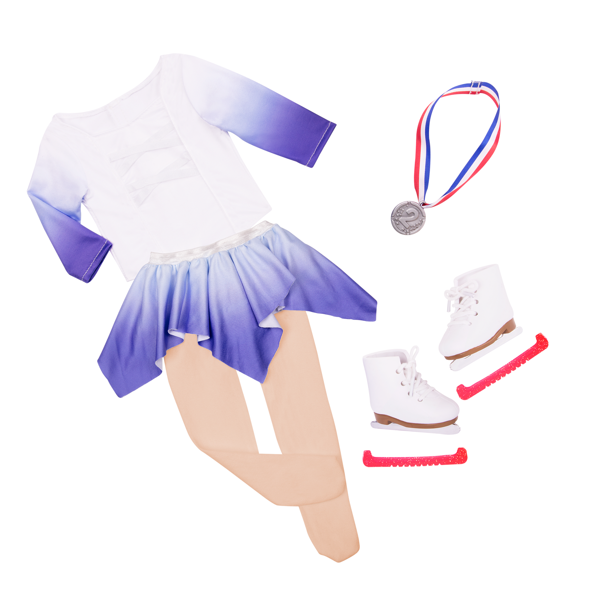 18-inch doll with blonde hair, blue eyes, winter outfits and storybook