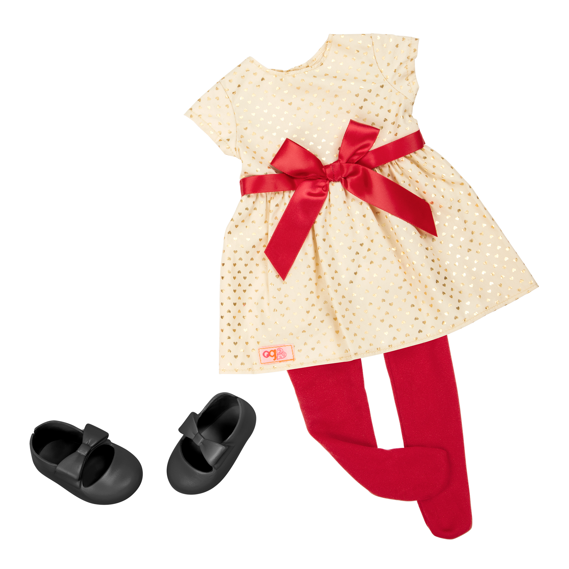 18-inch holiday doll with blonde hair, brown eyes, Christmas accessories and storybook