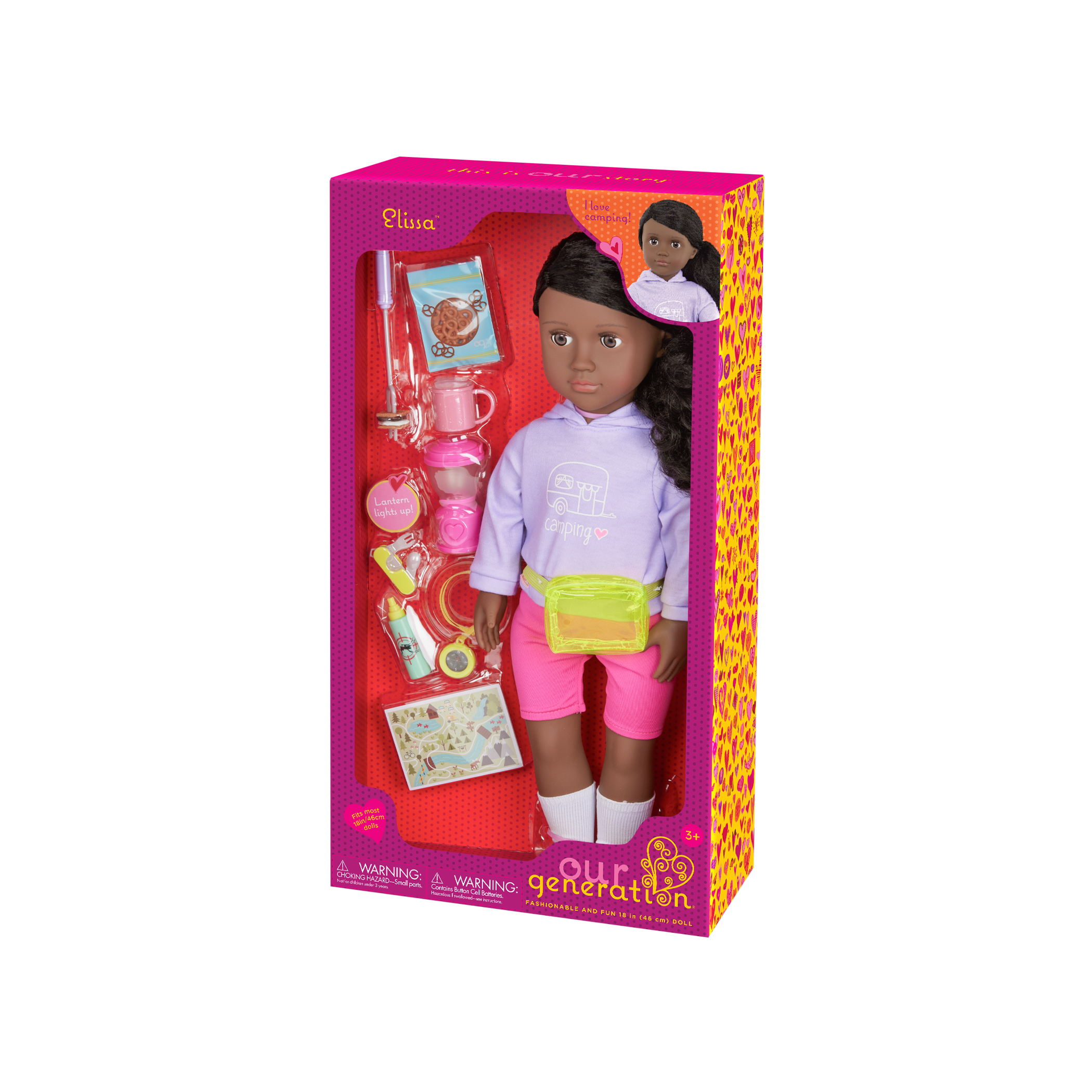 Our Generation 46 cm Doll Elissa with camping accessories