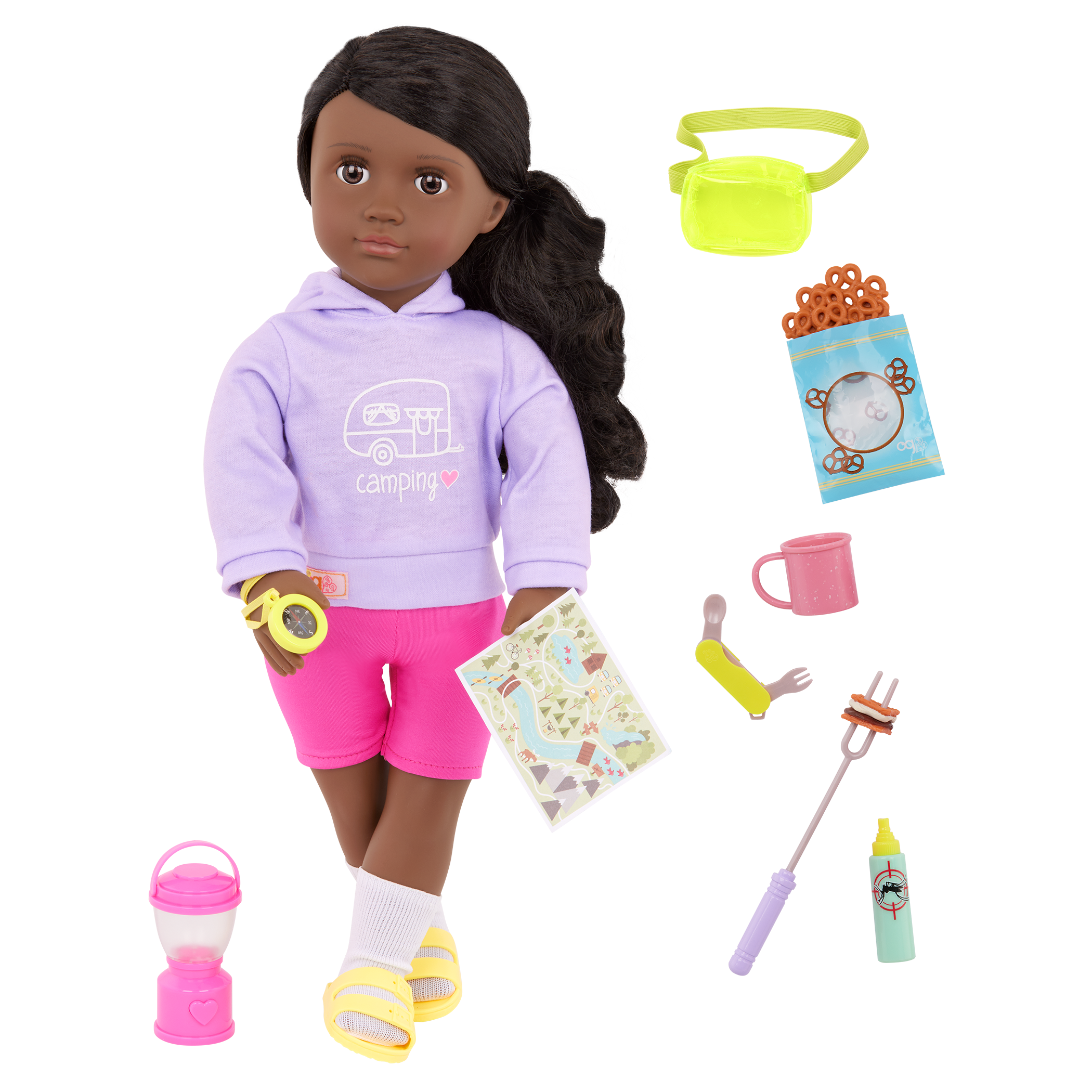 Our Generation 46 cm Doll Elissa with camping accessories