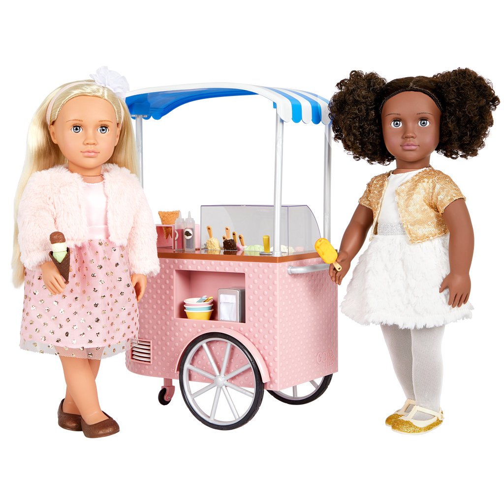 18-inch doll with ice cream cart playset