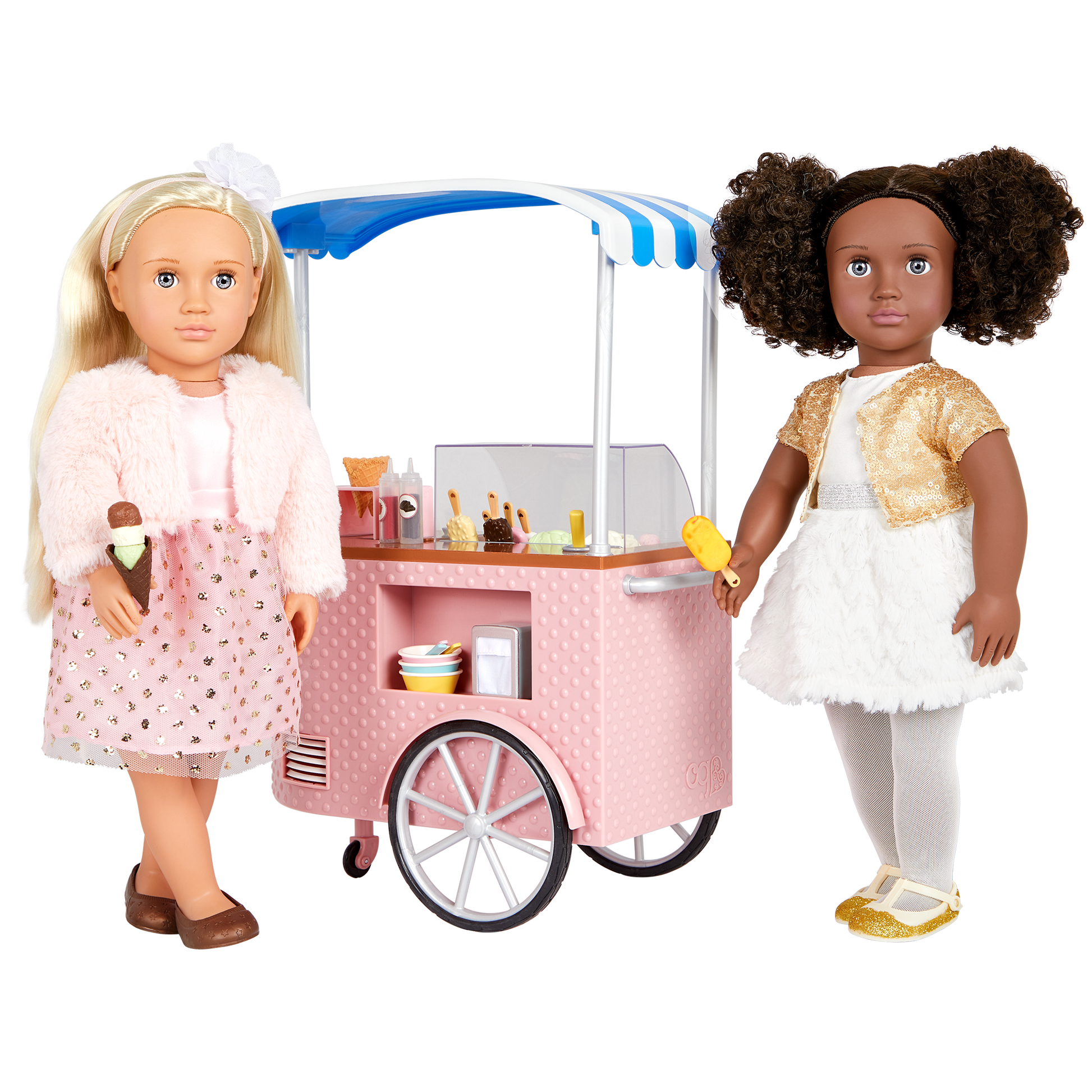 18-inch doll with ice cream cart playset