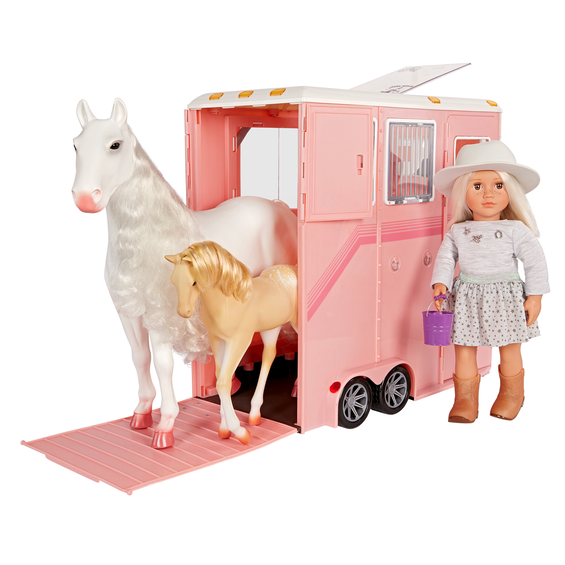 Mane to Travel | 46 cm Puppenpferde-Anhänger-Set
