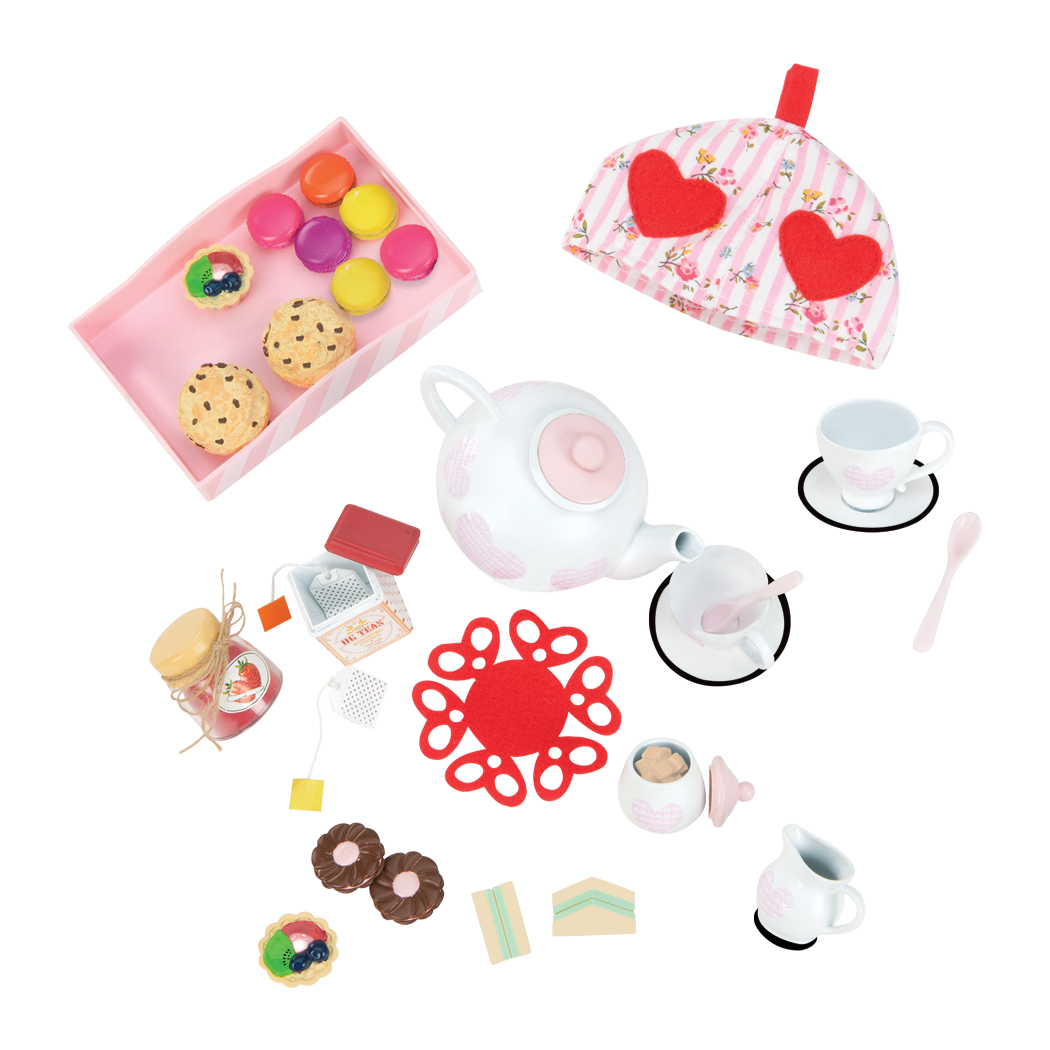 Two 46 cm dolls using tea playset