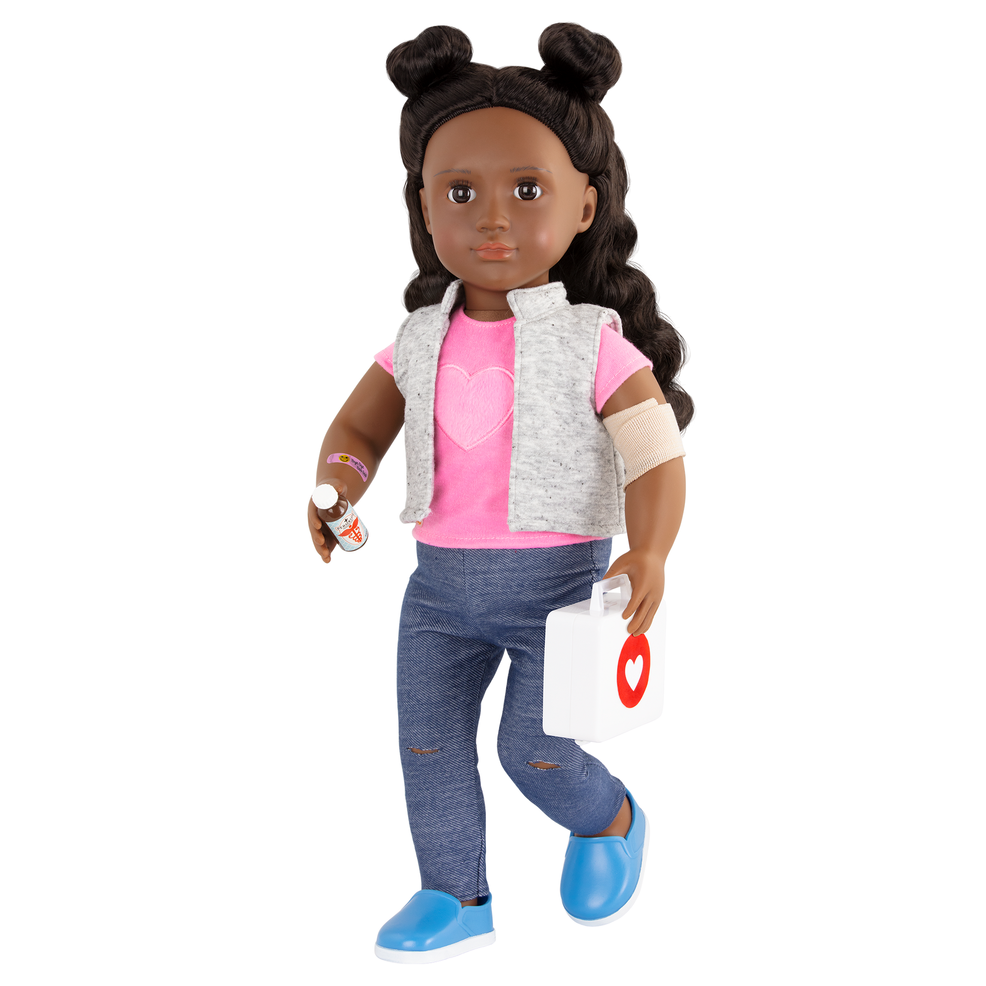 18-inch doll using first aid playset