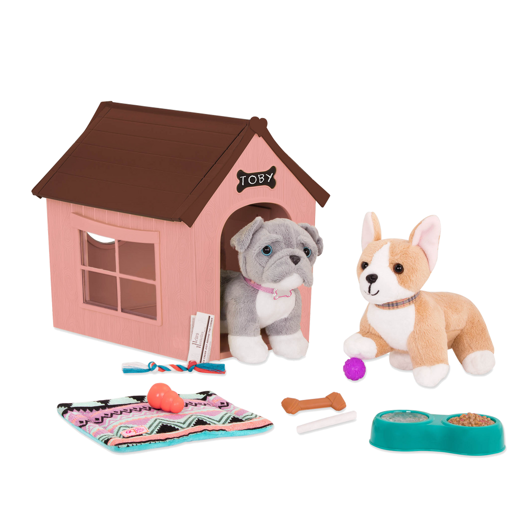 Pitbull plushie using dog house playset