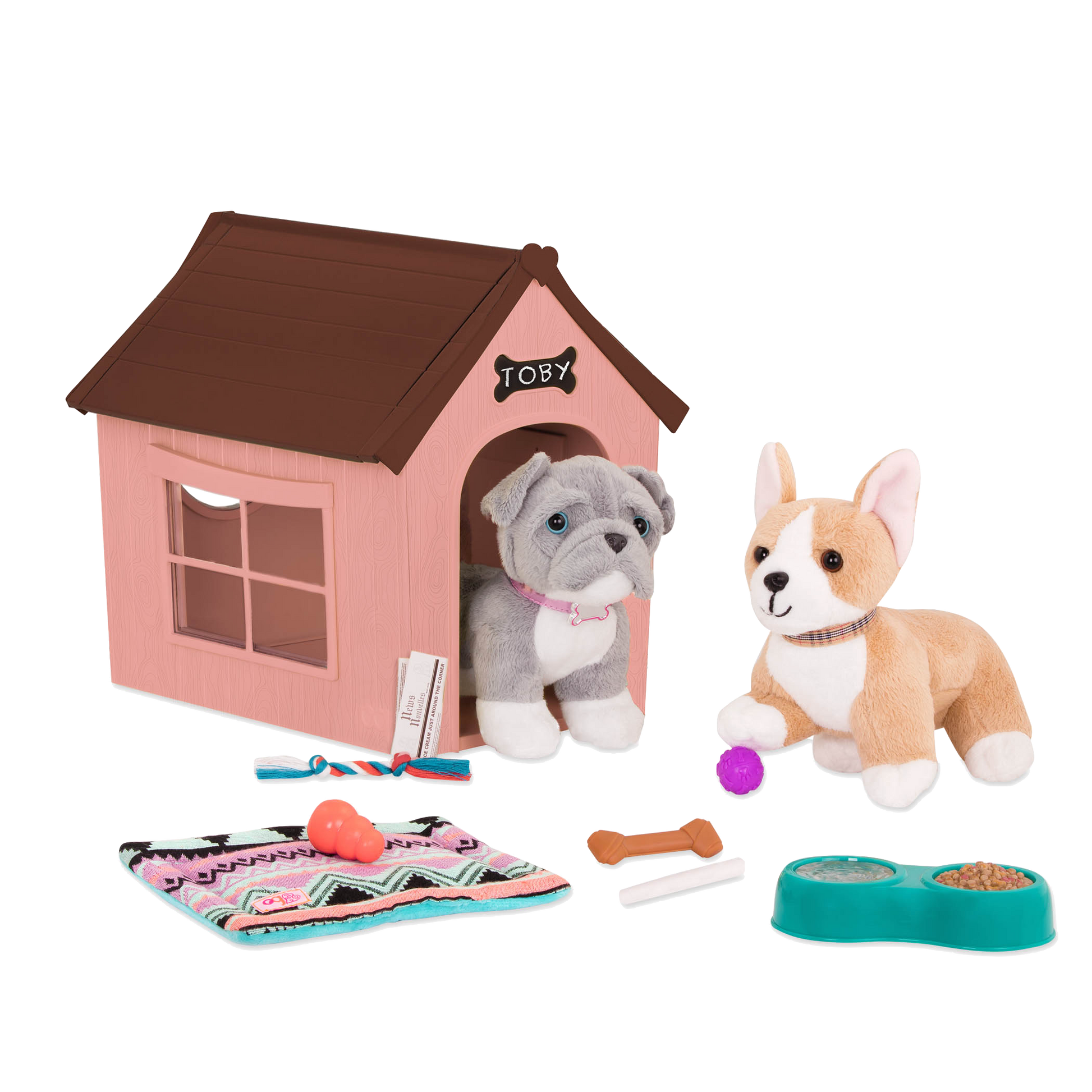 Pitbull plushie using dog house playset