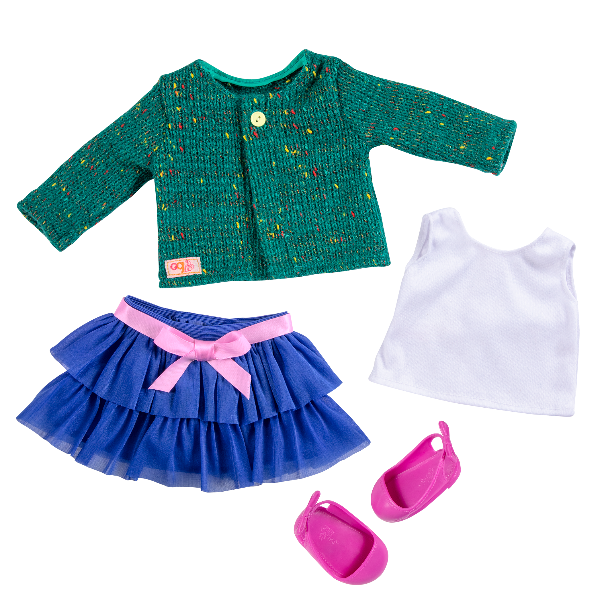 Cardigan and ruffle skirt for 18-inch doll