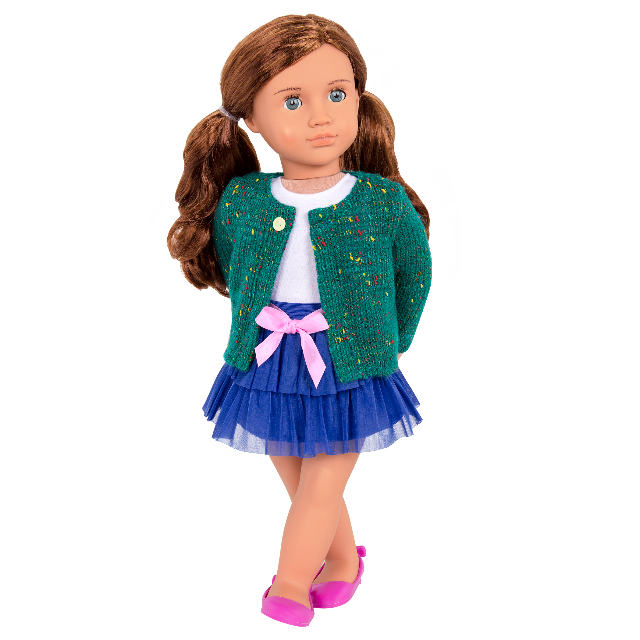 Cardigan and ruffle skirt for 18-inch doll