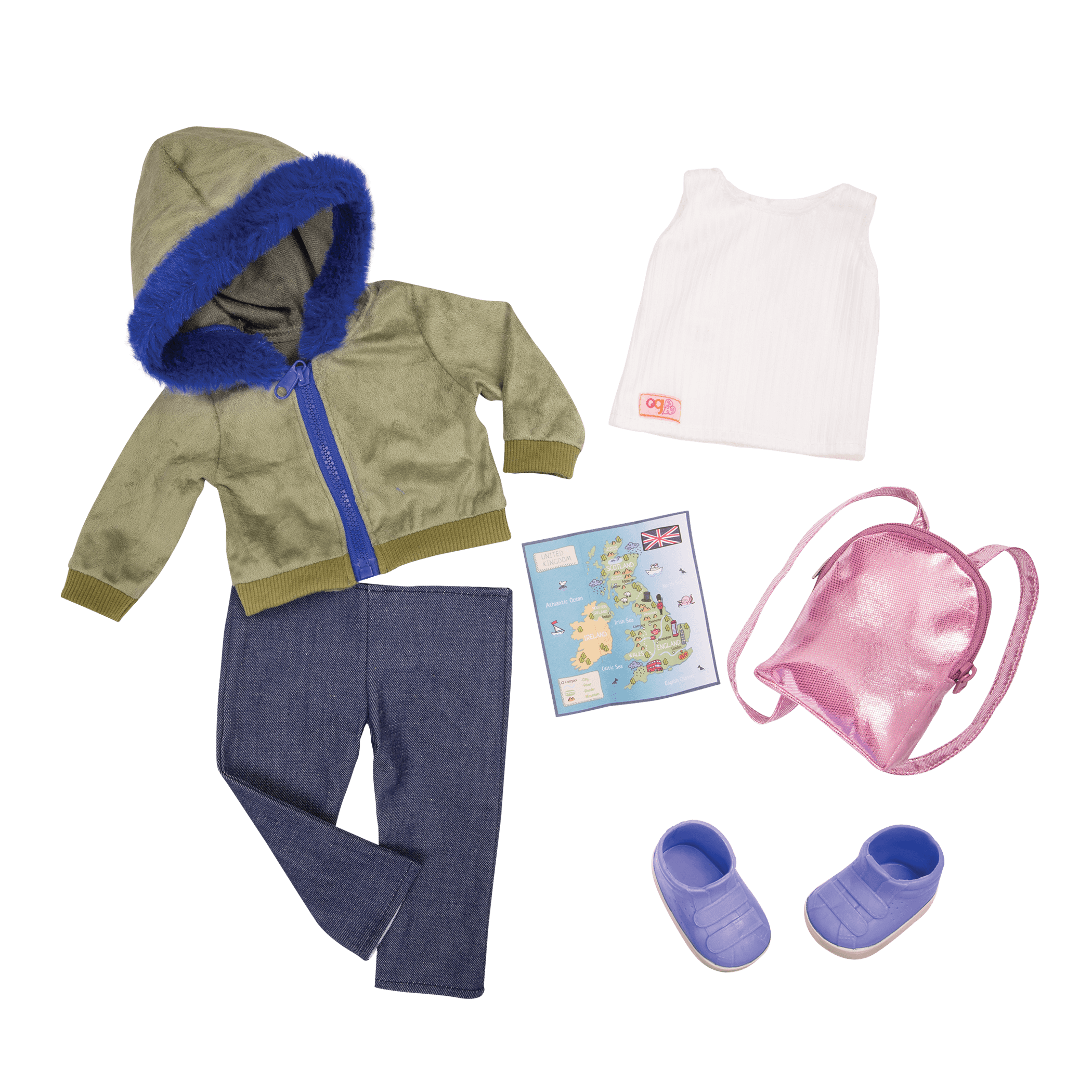 Adventurer outfit and map for 18-inch doll
