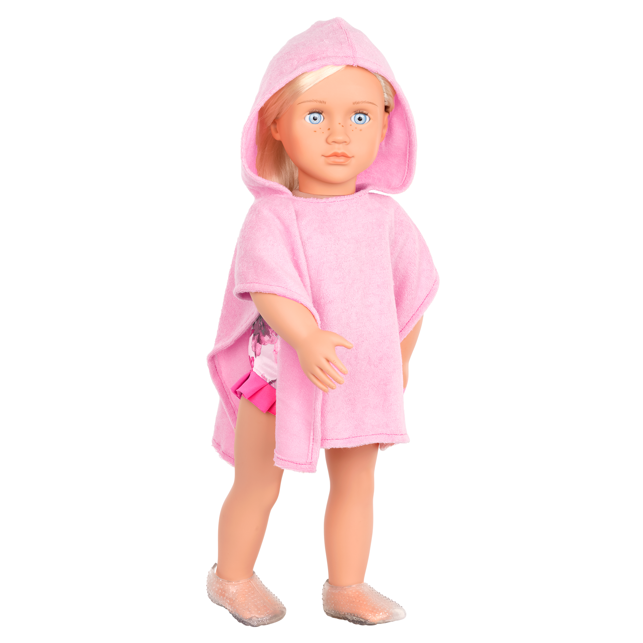 Seaside Blossom Swimsuit Outfit Hooded Towel for 18-inch Dolls