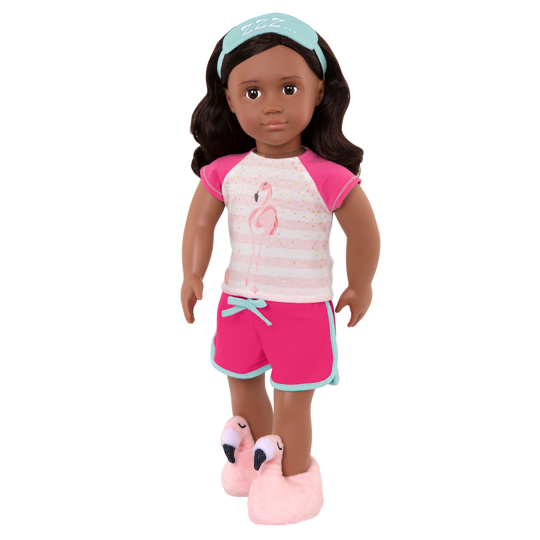 Flamingo Dreaming Pajama Outfit for 18-inch Dolls Pink Slippers