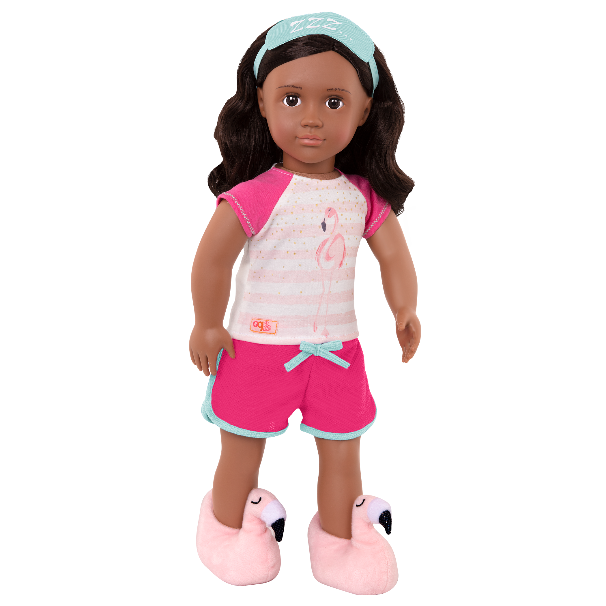 Flamingo Dreaming Pajama Outfit for 18-inch Dolls Pink Slippers