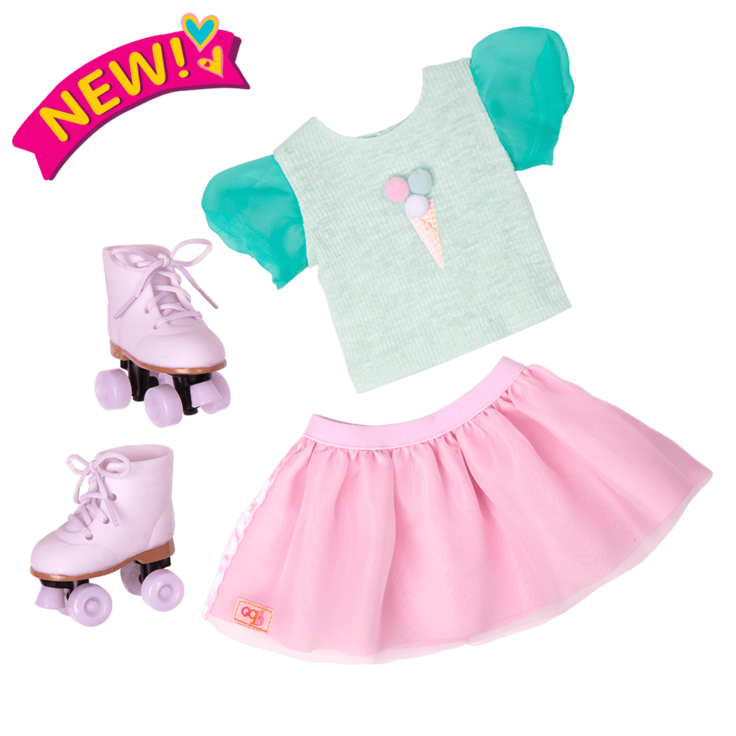 Scoopalicious Ice Cream Outfit Roller Skates for 18-inch Dolls