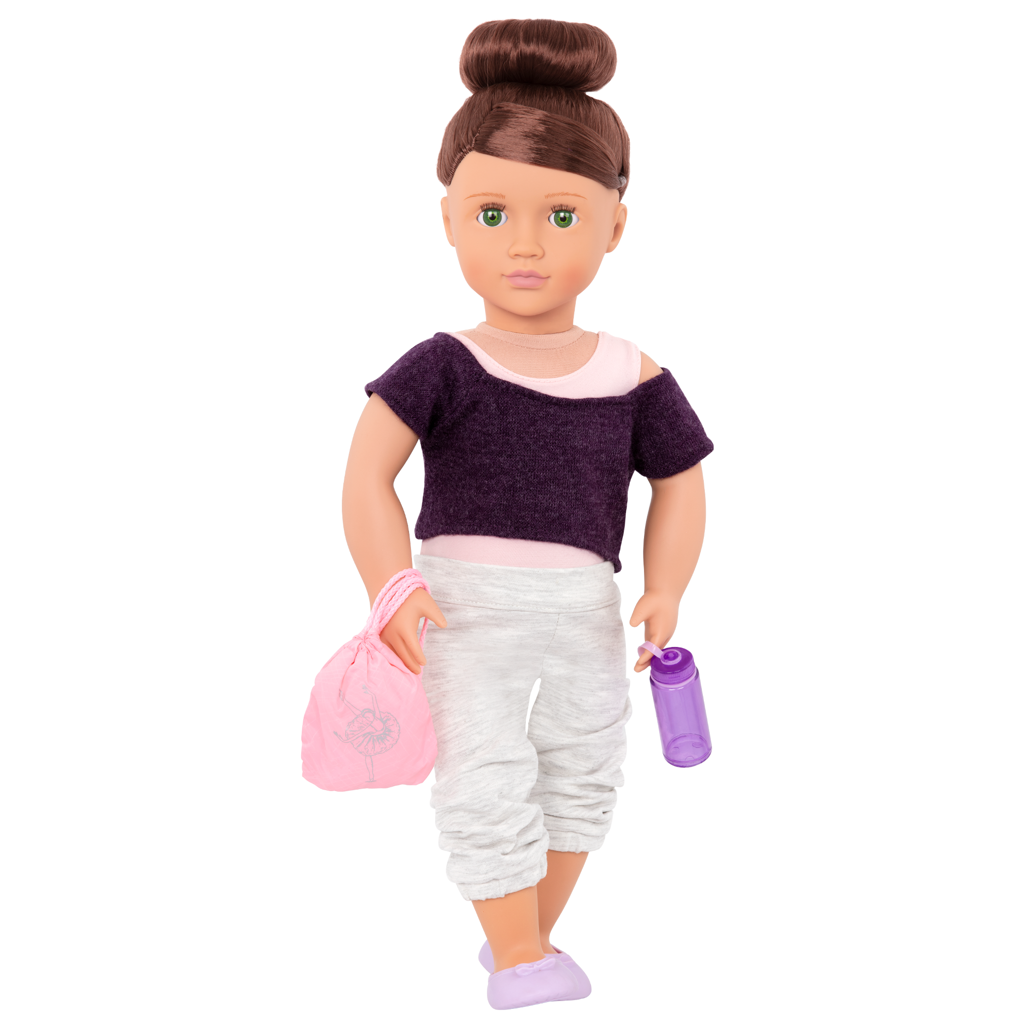 18-inch doll with brown hair, green eyes, ballerina accessories and storybook
