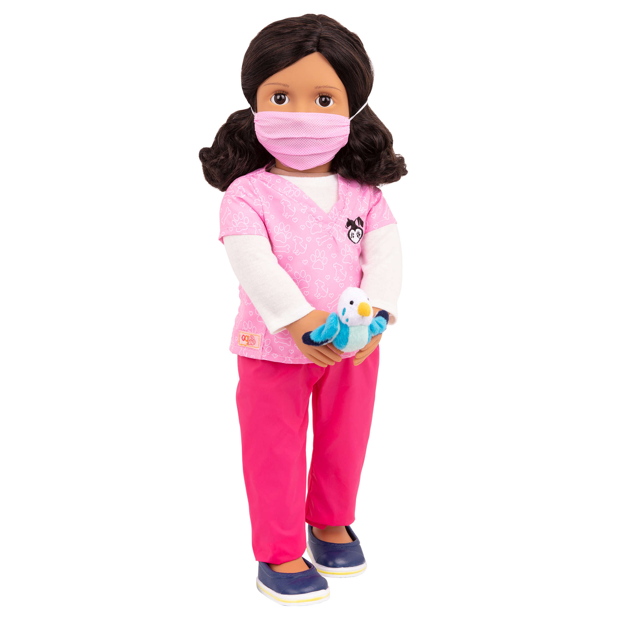 18-inch veterinarian doll with brown hair, brown eyes and vet accessories