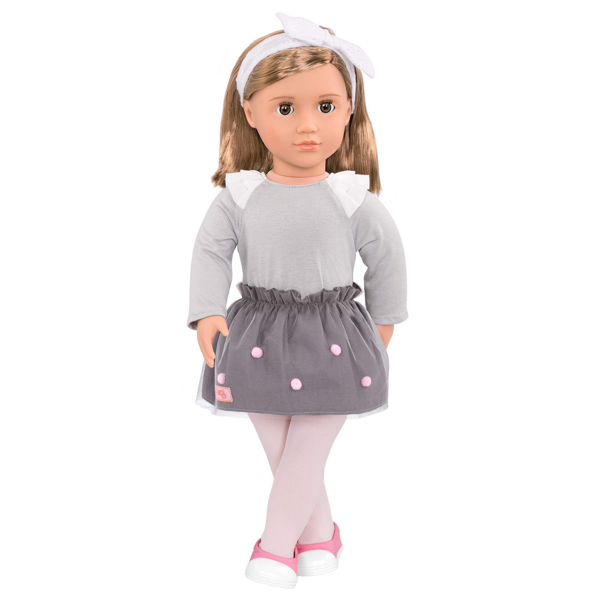 18-inch doll with light-brown hair and green eyes