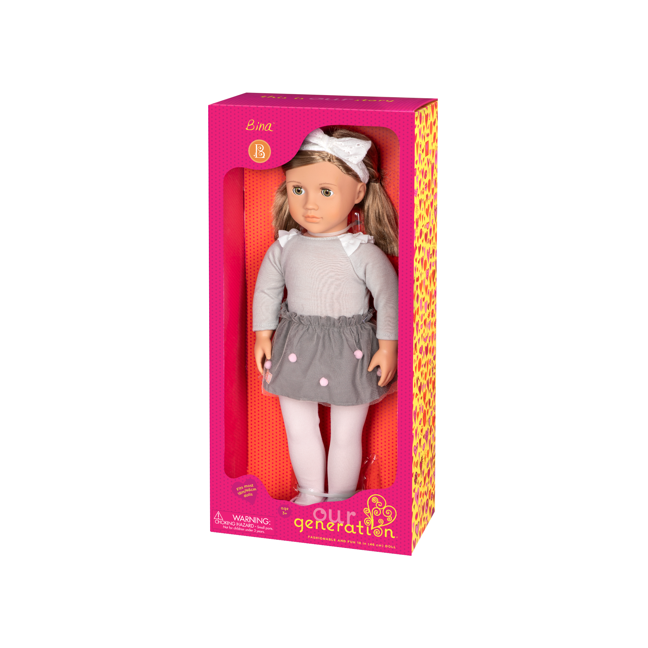 18-inch doll with light-brown hair and green eyes