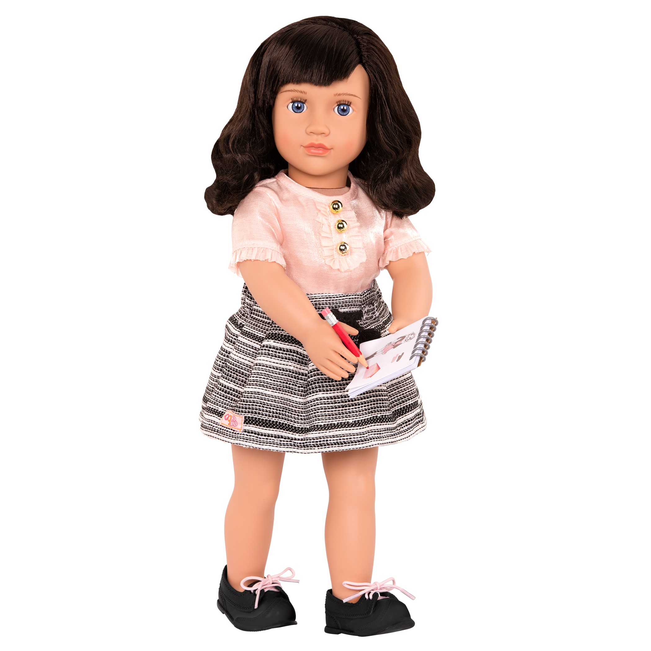 18-inch fashion designer doll with dark-brown hair, blue eyes and designing accessories