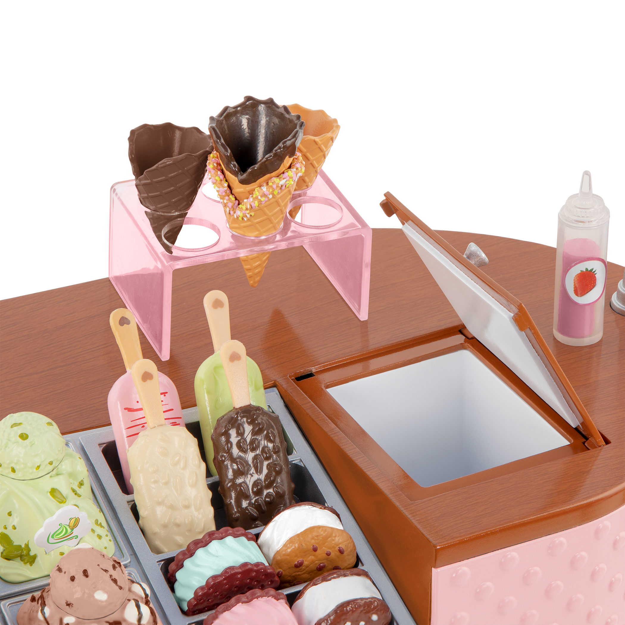 18-inch doll with ice cream cart playset