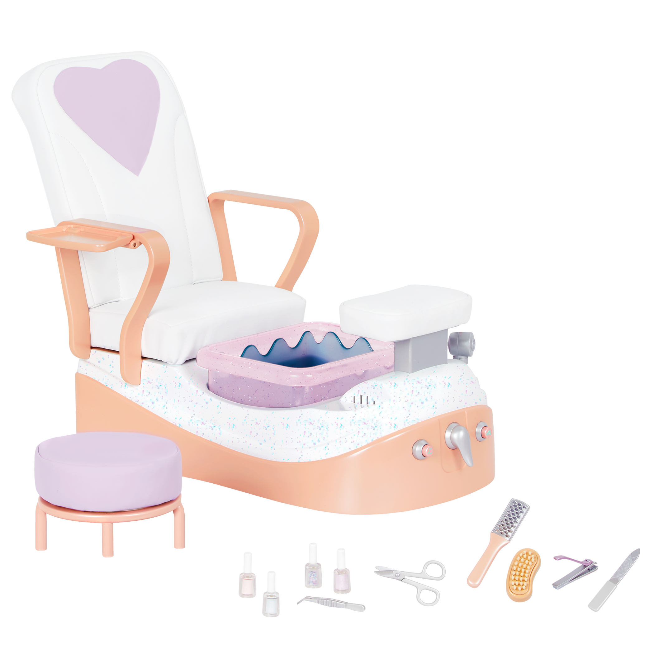 Two 18-inch doll using spa chair playset