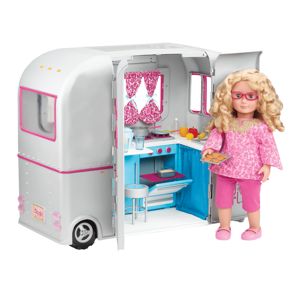18-inch doll with RV food playset