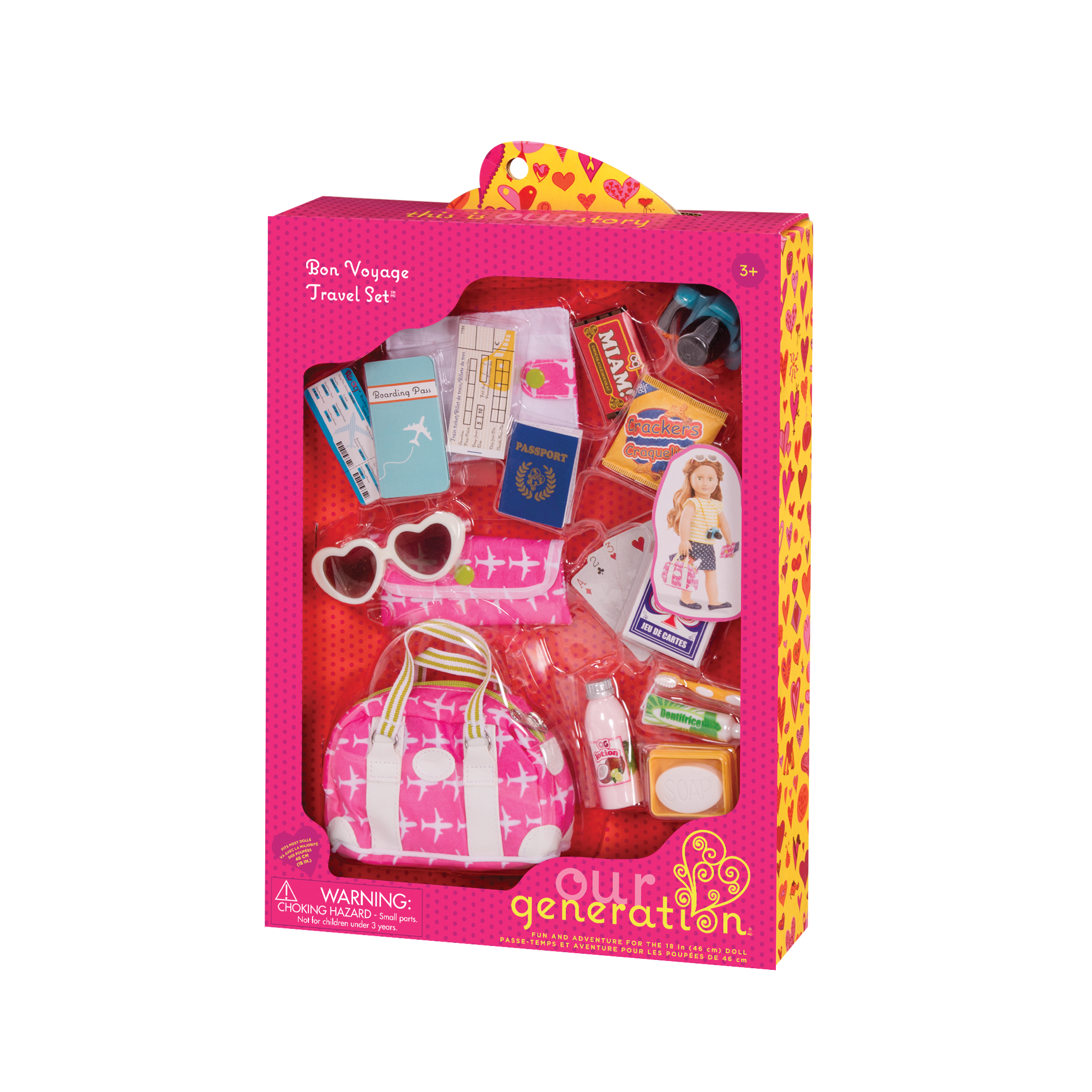 18-inch doll with travel bag playset