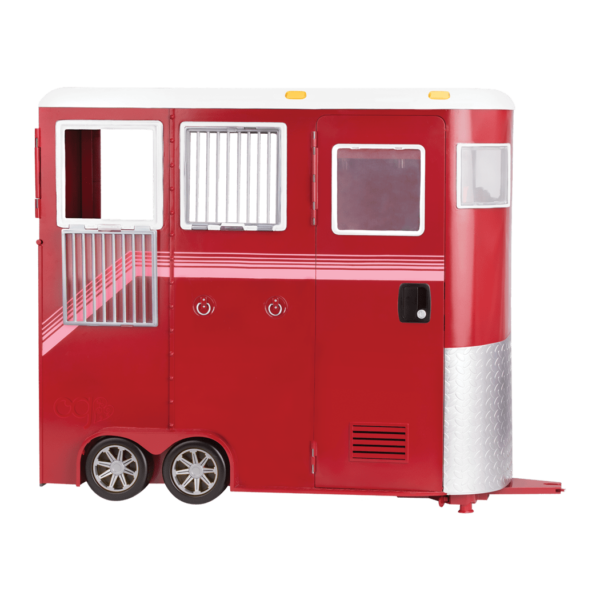 Mane Attraction Horse Trailer with Willow and open door