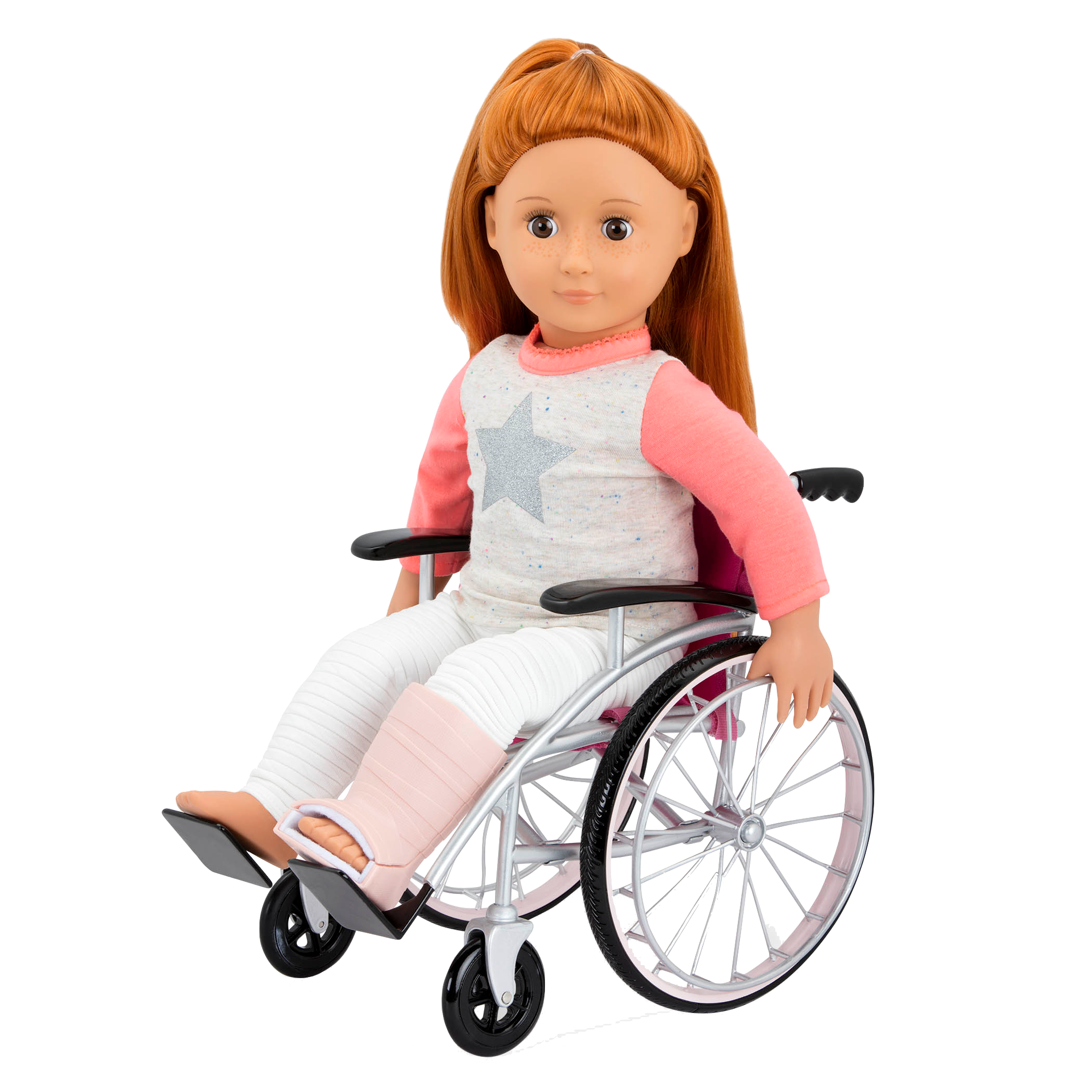 18-inch doll using medical playset and wheelchair