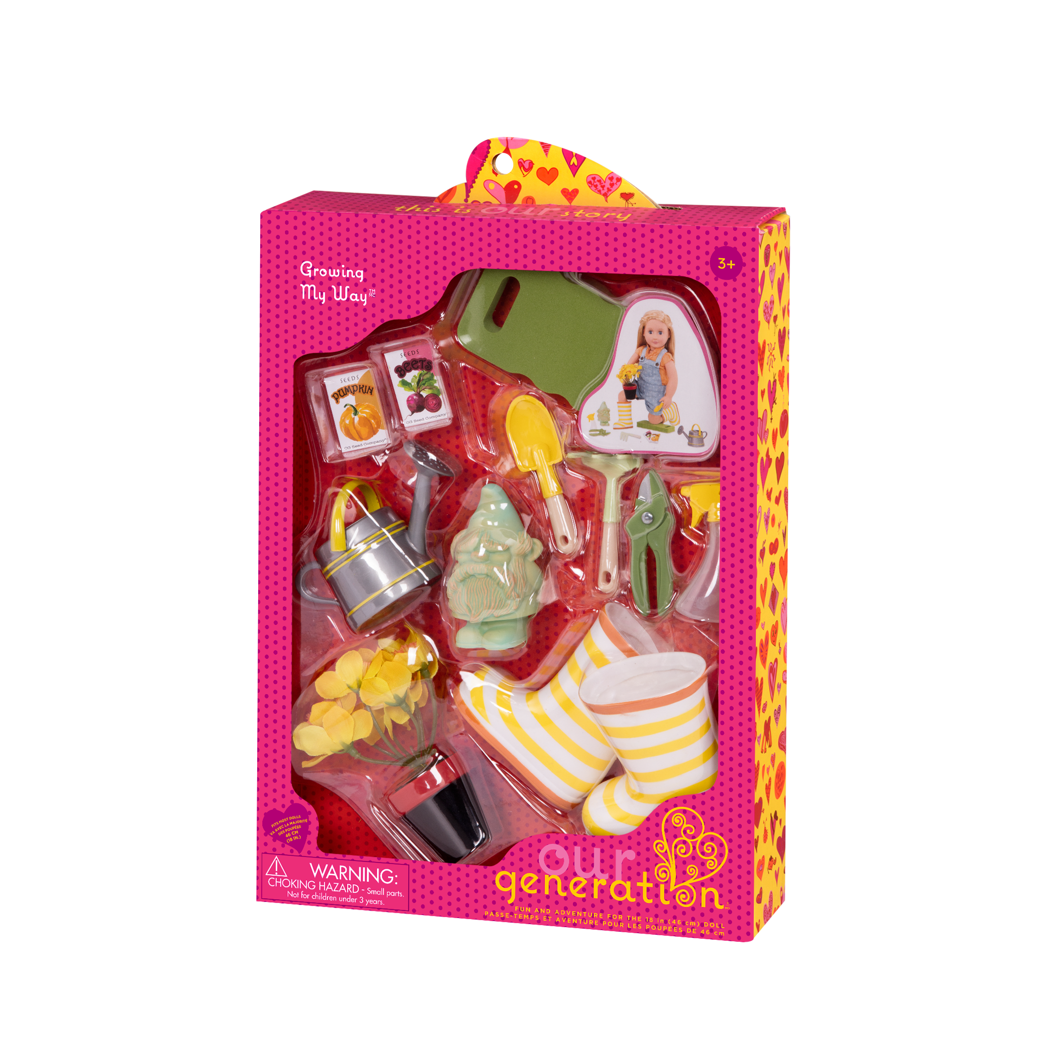 18-inch doll with gardening playset