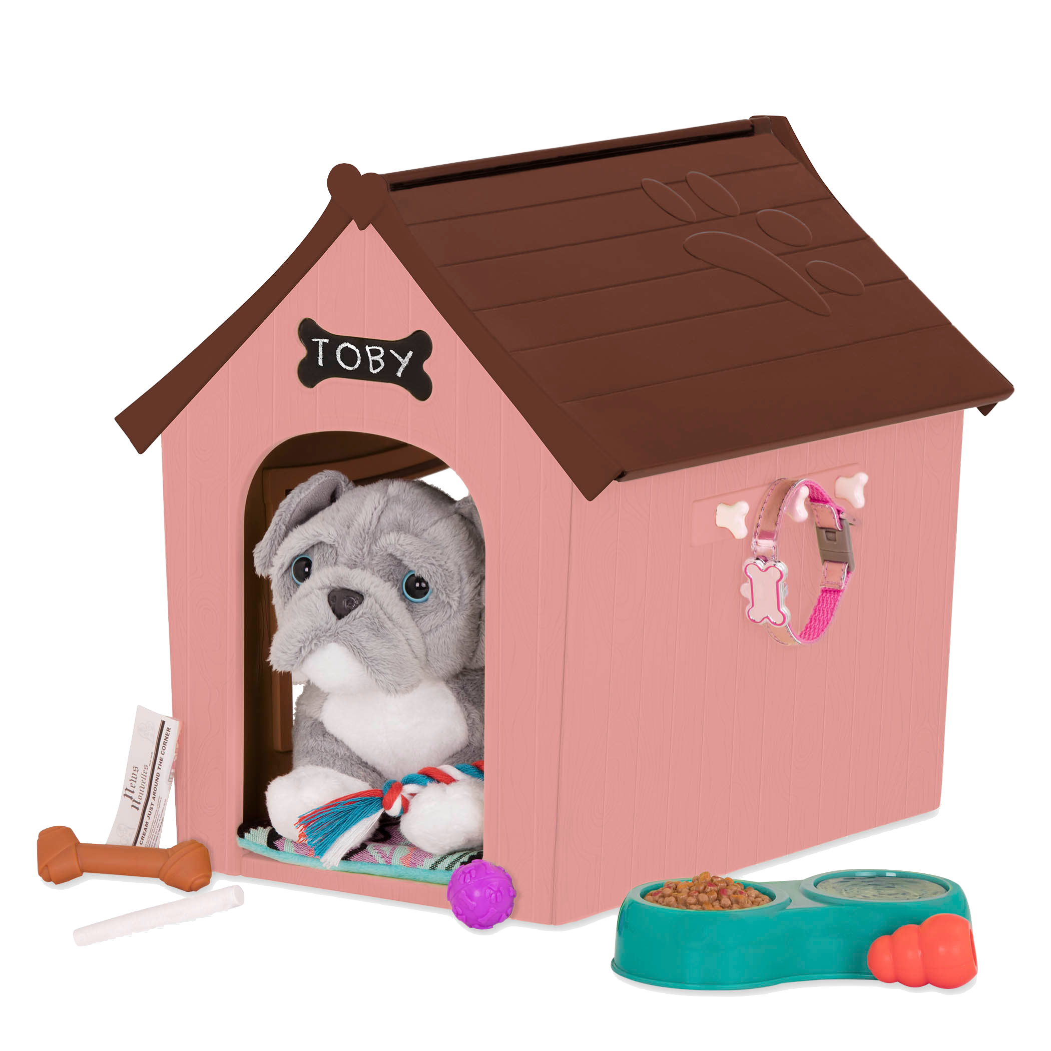 Pitbull plushie using dog house playset