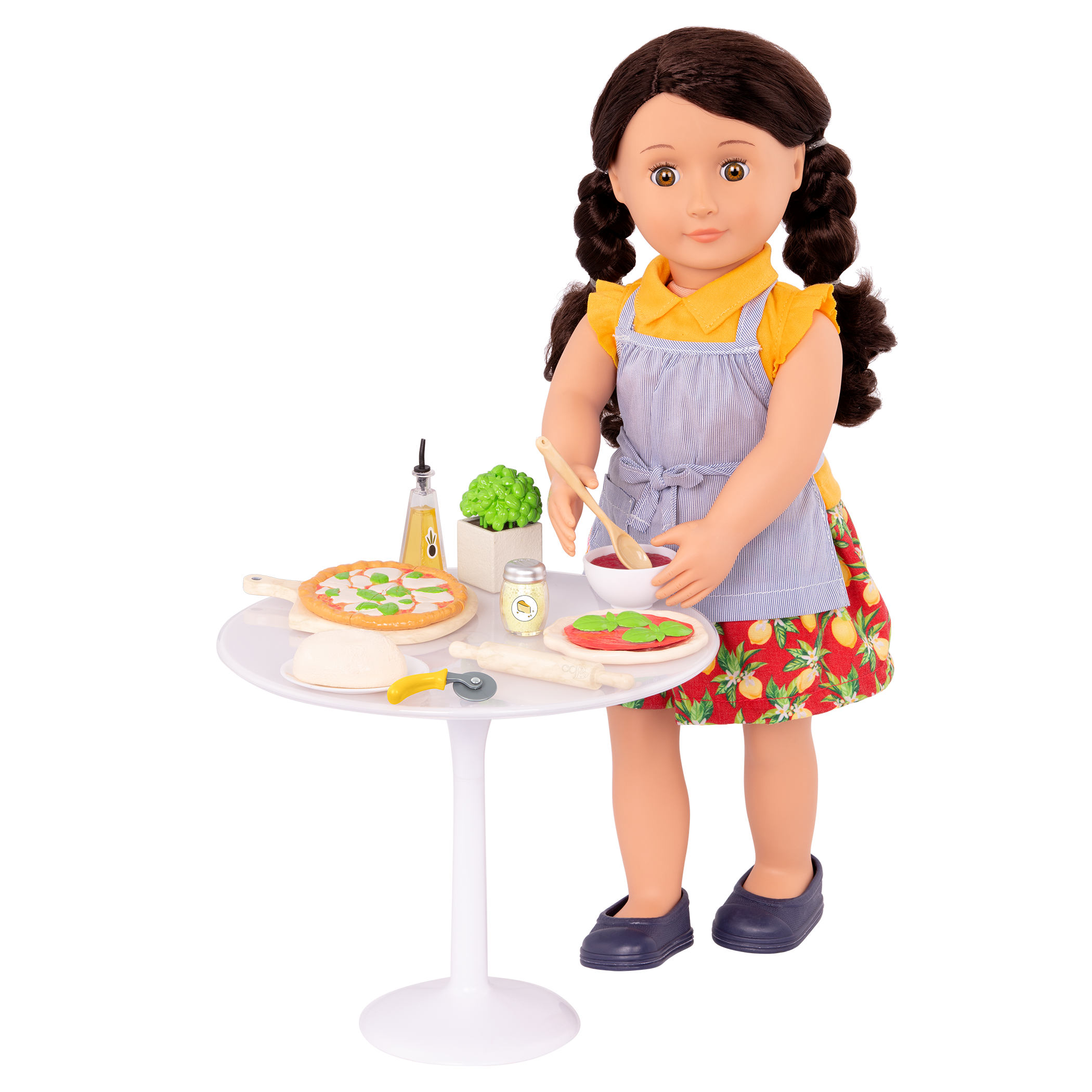 18-inch doll making a pizza