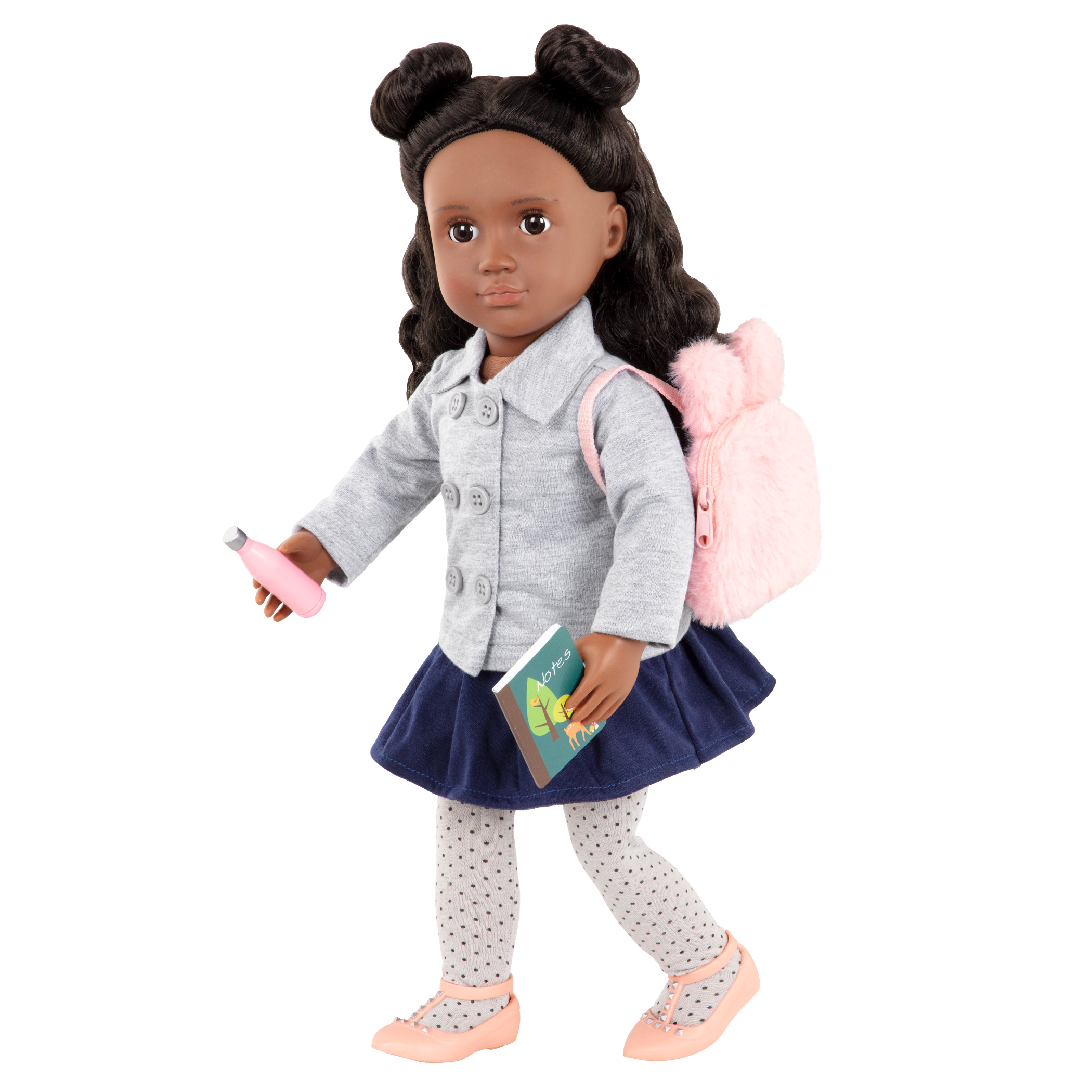 Two 18-inch dolls with school supply playset
